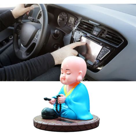 Statue Solaire Petit Moine Automatique Balançant et Frappant le Buddha - Décoration pour Dashboard Voiture ou Bureau, Cadeau Nouvel An Chinois (1/5)