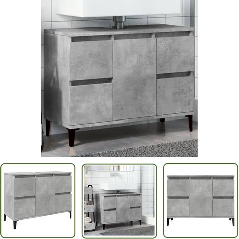 vidaXL Meuble d'évier gris béton 80x33x60 cm bois d'ingénierie (1/5)