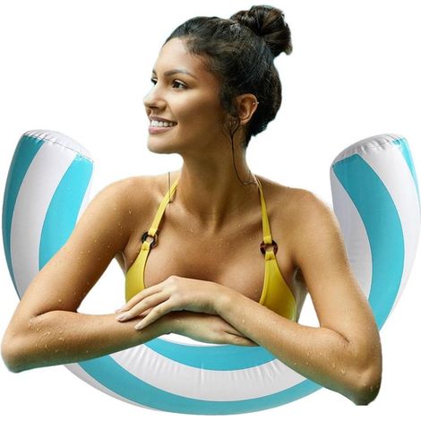Boudin pour Piscine Gonflable PVC Gonflable rayé Jeux Estivaux Dimensions Boudin de piscine incurvé flottant pour hommes et femmes jeux de plage et parc aquatique fête et détente (1/5)
