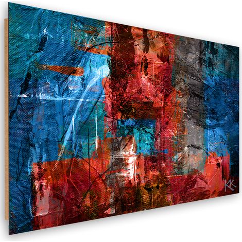 Quadro deco panel, Abstrazione dipinta a mano rossa - 100x70 (1/5)