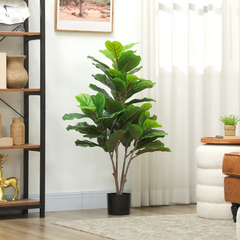 Ficus lyrata artificial, 110 cm, planta artificial, plantas artificiales de plástico en maceta, regalo decorativo