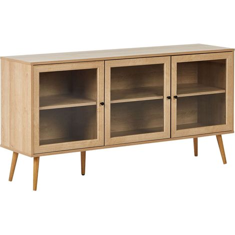 Sideboard mit Glastüren ALBANY 150 cm Hellbraun