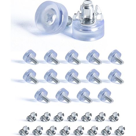 16 patas de muebles ajustables transparentes M6,pies niveladores de altura regulable,pies niveladores con tuerca de inserción (1/5)