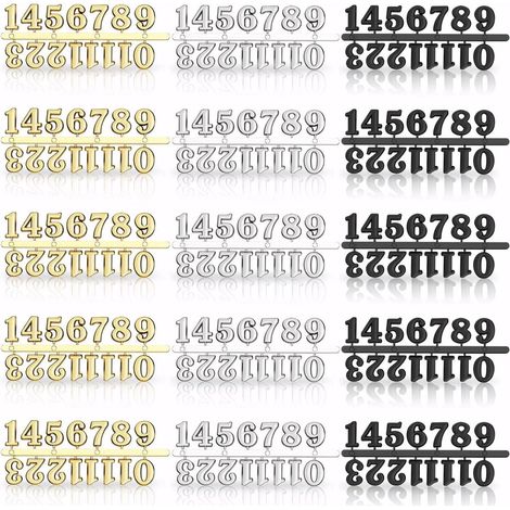 Kit de 15 pièces de chiffres d'horloge numériques à faire soi-même, noir, argenté, doré, aiguilles de rechange, accessoires d'horloge pour décoration d'intérieur (chiffres arabes) (1/5)