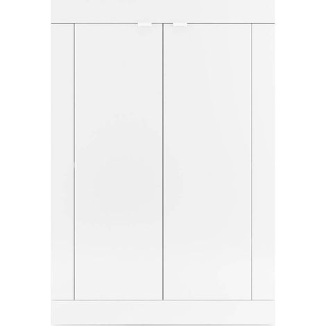 OTELLO - Meuble d'entrée 2 portes 4 étagères Blanc Laqué Weiss (1/5)