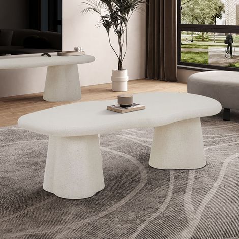 Table basse Faro - 130x70x40cm - peinture ciment - blanc (1/5)