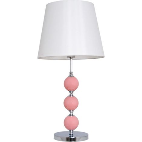 Sobremesa cromo tres bolas rosas pantalla lona blanca