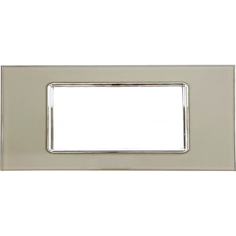 Placca Interruttore Luci Vetro Avorio Compatibile Matix 6 Moduli C4806 VDA (1/3)