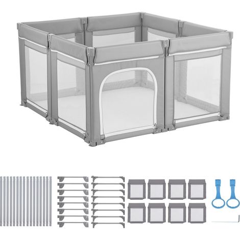Parc de Jeux Pliable pour Bébé, 120x120cm, Intérieur/Extérieur, avec Porte Zippée et Filet Respirant, Centre d'Activités pour Enfants 6-24 Mois (1/5)