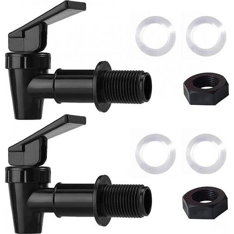 (2 noirs) Robinet d'eau en plastique sans BPA, seau à eau domestique de rechange, systèmes de filtration pour refroidisseur d'eau, carafe d'eau (1/5)