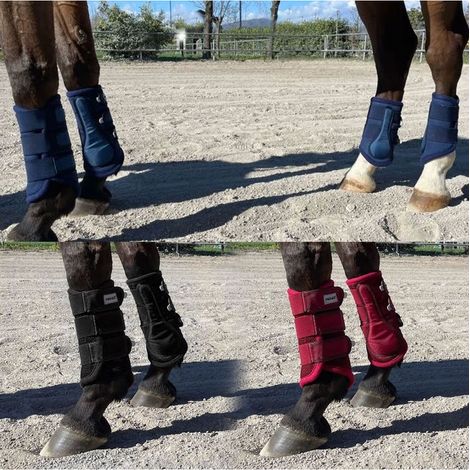 Shetland, NERO: Set 4 stinchiere per cavalli modello Mesh Boots in 3D mesh e imbottitura interna