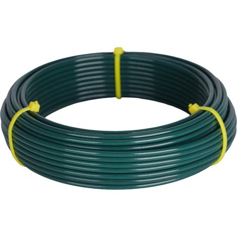 Fil de raccordement pour plantes - 3 mm - 15 m - Fil de liaison gainé - Fil de clôture pour entraînement à faible stress - Vert (1/5)