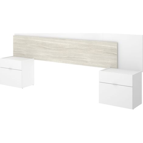 Cabezal con 2 Mesitas Blanco / Gris Malla 100x263x34 - ALICE (1/5)