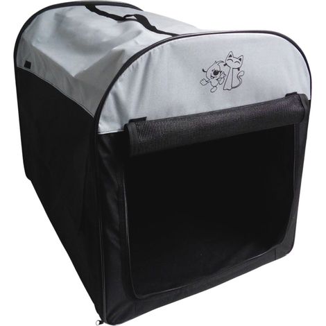 Tier-Transportbox 70cm Transporttasche Katzenbox Hundebox Kleintierbox Reisebox - schwarz/grau
