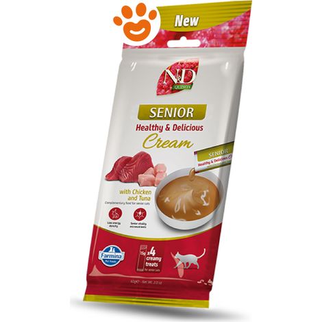 Farmina Cat N&D Quinoa Senior Cream al Pollo e Tonno - Bustina 60 Gr - Snack