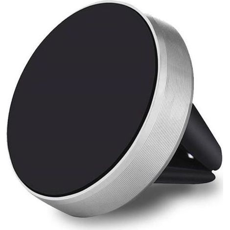 1 support téléphone voiture, fixation grille aération, métal ABS argenté, universel pour smartphone (1/4)