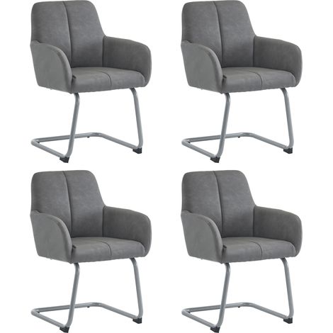 Set mit 4 grauen Esszimmerstühlen aus Mikrofaserleder, Stahlgestell, 86 cm MODENUIT (1/5)