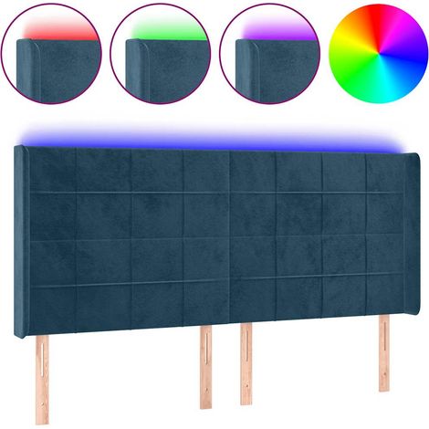 Maison Exclusive - Testiera a LED Blu Scuro 203x16x118/128 cm in Velluto