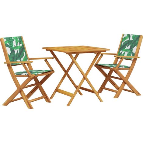 Maison Exclusive - Set da Bistrot 3 pz Motivo Foglie in Tessuto e Legno Massello