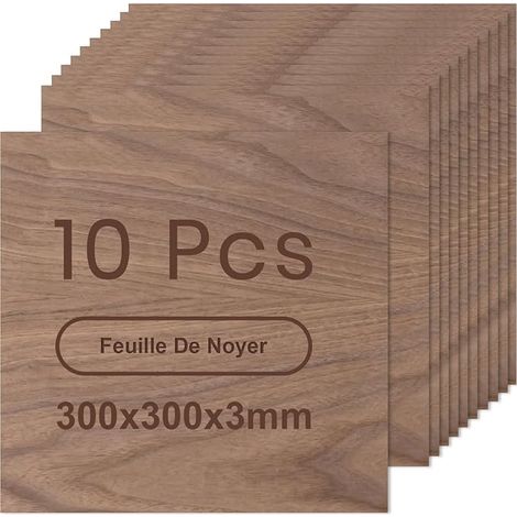 Contreplaqué 3mm Noyer 10Pièces 300x300x3mm Matériaux de Gravure Laser Plaque de Contreplaqué pour Modélisme Artisanat en Bois Découpe Laser Pyrogravure Peinture (1/5)