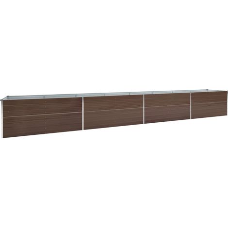 Macetero elevado plantas flores jardín acero galvanizado 600 x 80 x 45 cm marrón 020001132 (1/5)