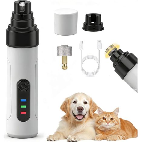 Lime à Ongles Chien, Lime pour Chien Silencieux, Lime Ongle Griffes Chien Electrique, Rechargeable Lime Griffe Chien Electrique, Professionnel Sécurité Coupe Griffe Chien Chat (1/5)