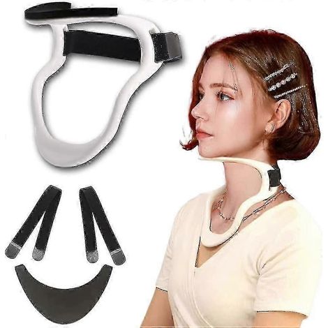 Verstellbare Nackenstütze mit ergonomischem Haltungskorrektor und Stützknoten. Kompatibel mit Halswirbelsäulen-Traktion. (1/5)