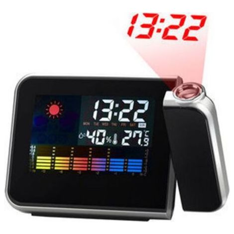 FENOPLASTICARéveil Projection Plafond Réveil à Projecteur Réveil Digital Réveil Projection Réveil Numérique LED avec Station Horaire LCD Température Et Date Charge USB 12&24h pour Chambre Bureau Cuisi (1/5)