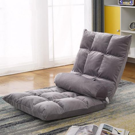 Klappbares Tatami-Sofa, Einzelbett-Sessel für Schlafzimmer, Balkon oder Boden, graues Kissen (1/5)