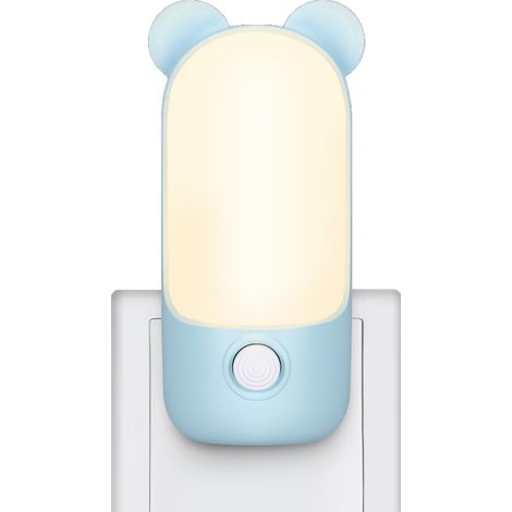 Veilleuse pour enfants, prise pour décoration de chambre LED Lampe de nuit pour enfants avec 2 modes pour escaliers, couloir, cuisine (bleu)