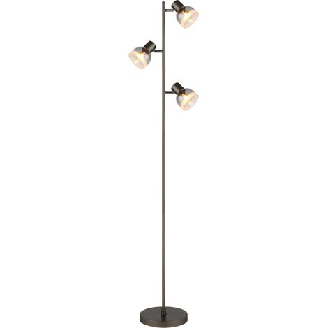 Lampadaire, lampe de salon, orientable, noir, verre fumé, H 154 cm (1/5)