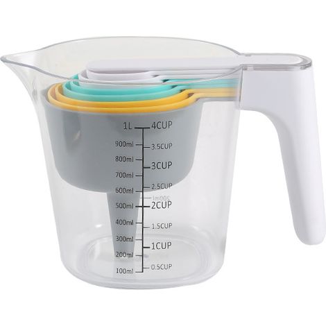 Set di 9 misurini in plastica, cucchiai dosatori, accessori da cucina, utensili, brocche (colorati) (1/5)