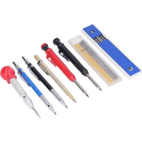 Kit de marquage pour charpentier, porte-mine solide avec recharge, marqueur en carbure à perforation centrale (1/5)