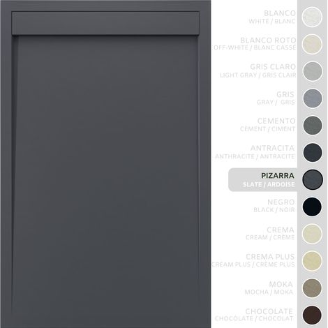 SOULBATH Receveur de Douche -Résine -Gel Coat -Texture Lisse/Pierre -Antidérapant -Couleur Ardoise 100X70 Extra plat 3Cm Conception Minimaliste (1/5)