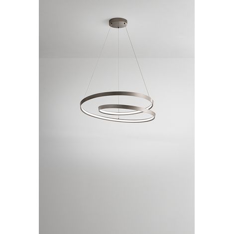 Suspension Led 55W Circulaire Dimmable Cct, Structure En Métal Gris Brossé, Hauteur Réglable, Design Moderne - Perenz, Luminaire Élégant (1/2)