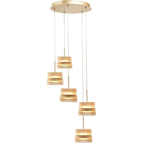 Visconte Lusso Bronze Ceiling Pendant Amber Tinted Glass LED Cluster 5 Light (1/5)