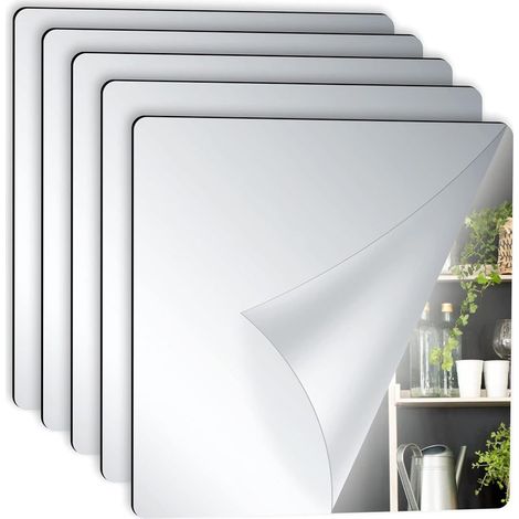 Lot de 5 autocollants pour miroirs, carreaux muraux pour miroirs. Autocollants décoratifs en acrylique à coller pour la cuisine, la salle de bains, le salon et les miroirs muraux (1/5)