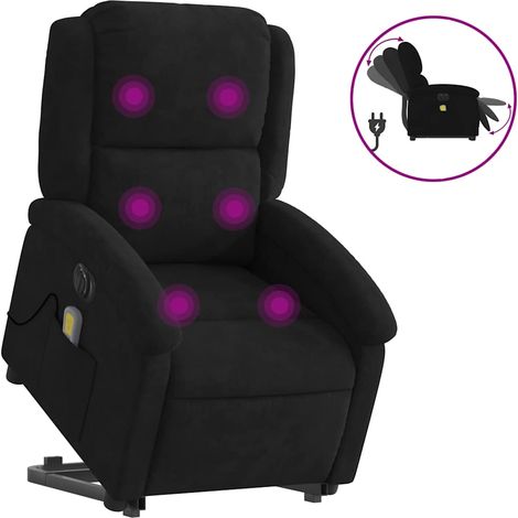 Maison Exclusive - Poltrona Alzapersona Massaggi Elettrica Reclinante Nera Velluto