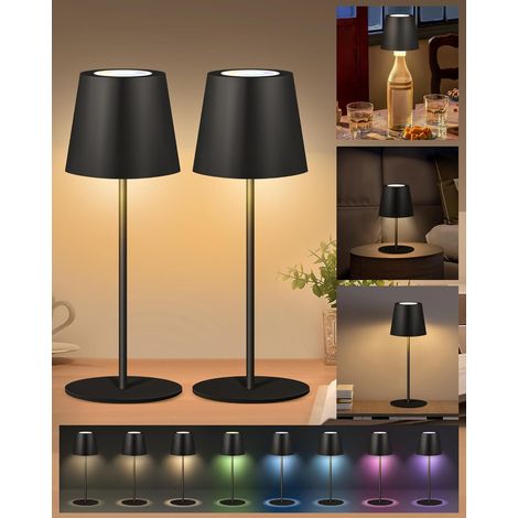 2er-Pack kabellose RGB-Tischlampe, kabellose Flaschenlampe, 3-stufige Dimmfunktion & RGB-Zyklus-LED-Tischlampe, 5000-mAh-Akku, wasserdicht, für den Außenbereich, für Schlafzimmer/Bars/Camping (Schwarz (1/5)