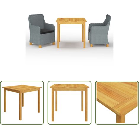 vidaXL Salle à manger extérieur - Ensemble à manger de jardin 3 pcs Gris clair (1/5)