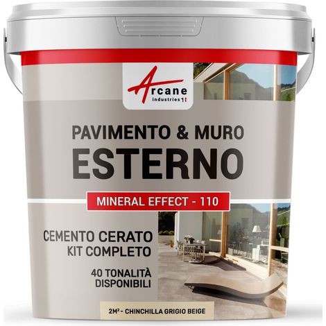 Microcemento per esterni: pavimenti, muri, terrazze, balconi, scale - 2 m² (in 2 strati) Cincillà Grigio Beige - ARCANE INDUSTRIES