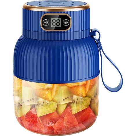 Blender portable, blender individuel pour milkshakes et smoothies, mini blender rechargeable USB avec mixeur à jus de fruits - Bleu et 600 ml (1/5)