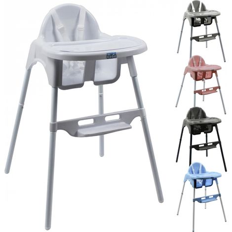 Chaise haute bébé réglable en hauteur – Structure en acier – Tablette ajustable – Harnais de sécurité 5 points – Ultra-confortable – Monsieur Bébé