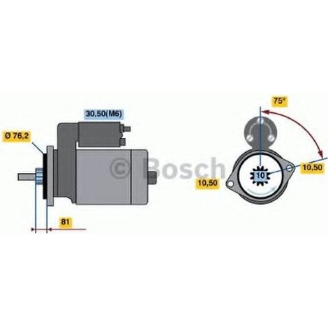 Bosch 0986022870 Motor de arranque para PORSCHE 911 12 V, 1,7 kW, n.º de dientes: 10, 50, 30, Ø 76,2 mm