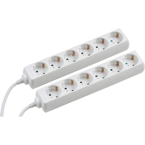 Meister Steckdosenleiste 6-fach - 2 Stück - 1,4 m Kabel - weiß - Kunststoffleitung - IP20 Innenbereich / Steckerleiste / Mehrfachsteckdose / Tischsteckdose / Tido 6-fach / 7430550