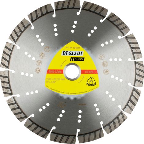 Klingspor 334047 DT 612 UT Supra Diamanttrennscheibe Durchmesser 230 mm Bohrungs-Ø 22.23 mm Baustell (1/2)