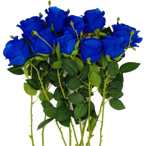 Lot de 10 Roses artificielles en Soie Bleu Roi pour décoration d'intérieur, fête de Mariage, Jardin (1/5)