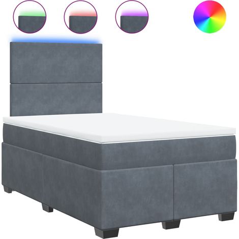 Lit double  Lit adulte  Sommier à lattes de lit et matelas Gris foncé 120x200cm Velours