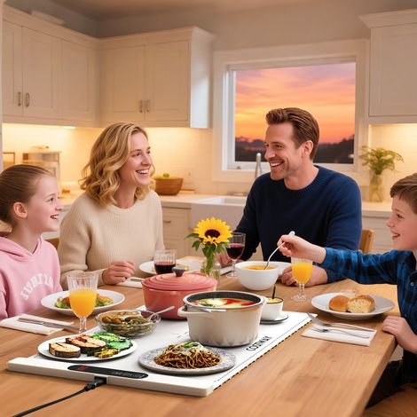 Tapis chauffant électrique en silicone pour aliments, plaque chauffante enroulable avec 6 contrôles de température de 50°C à 100°C - blanc (1/3)