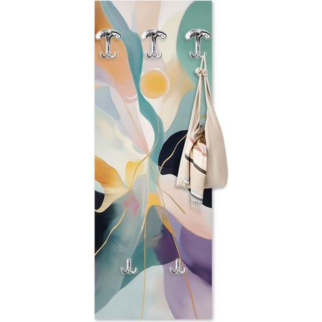 Lupia - Appendiabiti da Parete moderno con pannello in legno Stampato, ABSTRACT GALAXY 46x125 cm, Design Astratto, 5 Ganci in metallo, Stampa HD, ingresso soggiorno camera da letto